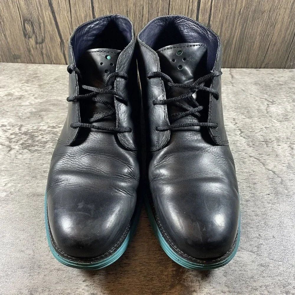 Cole Haan Lunargrand Men Size 12 M Chukka Suede Boot Casual Black Blue C11721
